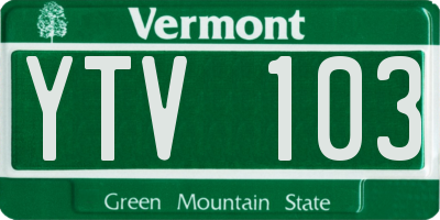 VT license plate YTV103