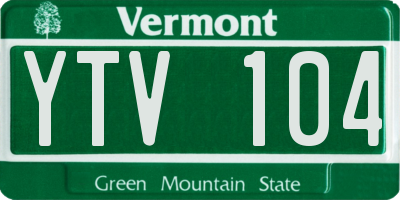 VT license plate YTV104