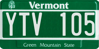 VT license plate YTV105