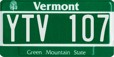 VT license plate YTV107