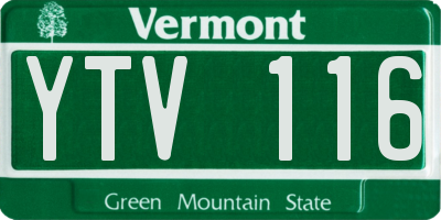 VT license plate YTV116