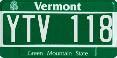 VT license plate YTV118