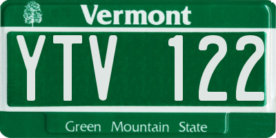 VT license plate YTV122