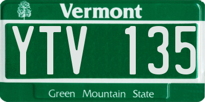 VT license plate YTV135
