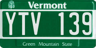 VT license plate YTV139