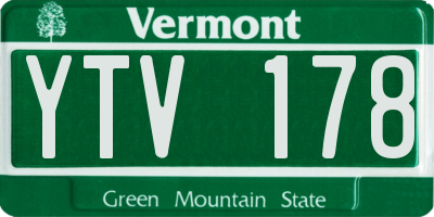 VT license plate YTV178