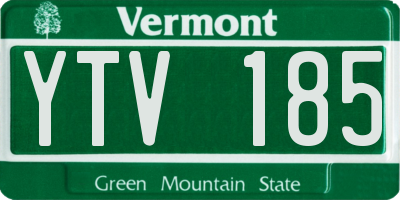 VT license plate YTV185