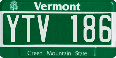 VT license plate YTV186