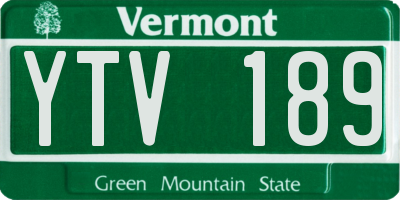 VT license plate YTV189