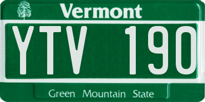 VT license plate YTV190