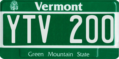 VT license plate YTV200