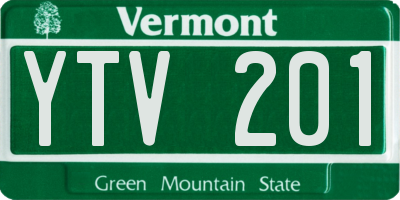 VT license plate YTV201