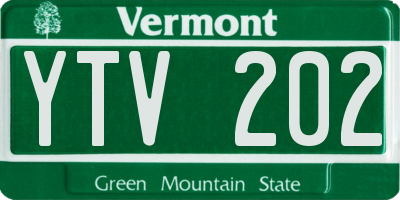 VT license plate YTV202