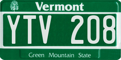 VT license plate YTV208