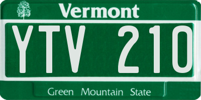 VT license plate YTV210