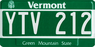VT license plate YTV212