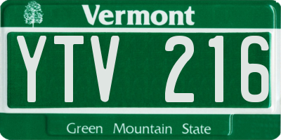 VT license plate YTV216