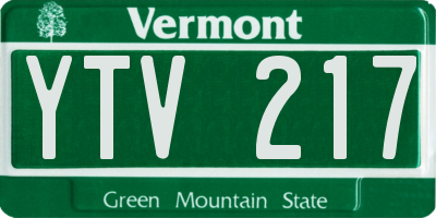 VT license plate YTV217