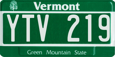 VT license plate YTV219