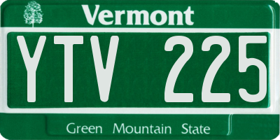VT license plate YTV225