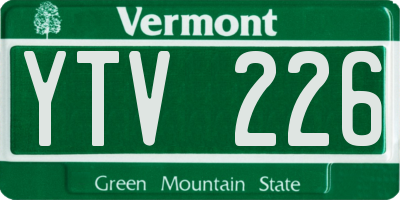 VT license plate YTV226