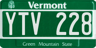 VT license plate YTV228