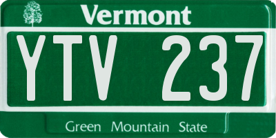 VT license plate YTV237
