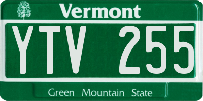 VT license plate YTV255