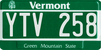 VT license plate YTV258