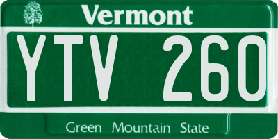 VT license plate YTV260