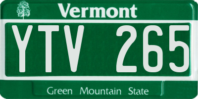 VT license plate YTV265
