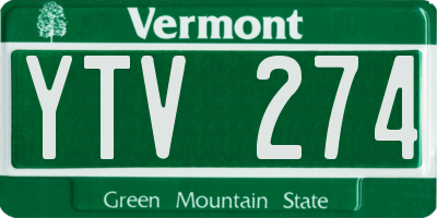 VT license plate YTV274