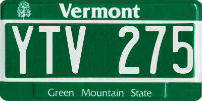 VT license plate YTV275