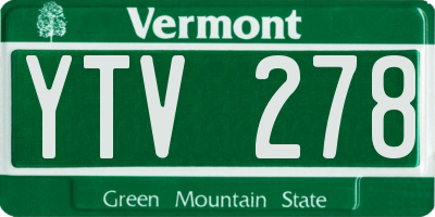 VT license plate YTV278