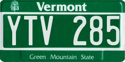 VT license plate YTV285