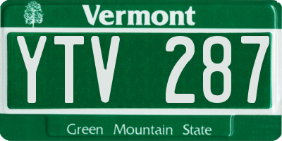 VT license plate YTV287