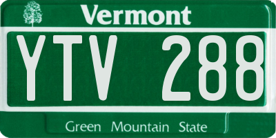 VT license plate YTV288