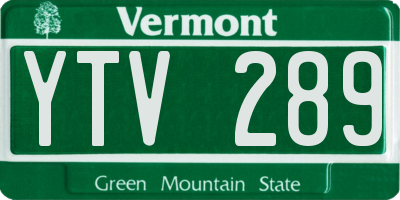 VT license plate YTV289