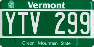 VT license plate YTV299