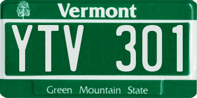 VT license plate YTV301
