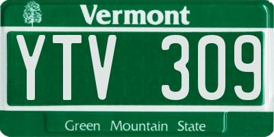 VT license plate YTV309