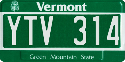 VT license plate YTV314