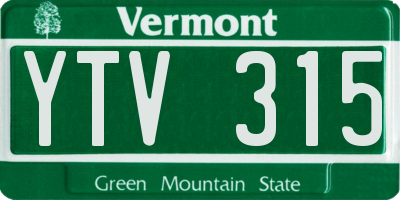 VT license plate YTV315