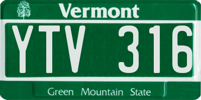 VT license plate YTV316