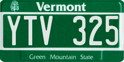 VT license plate YTV325