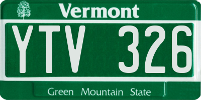 VT license plate YTV326