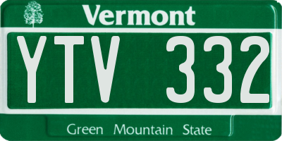 VT license plate YTV332