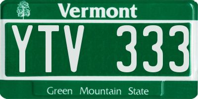 VT license plate YTV333