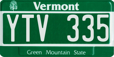 VT license plate YTV335