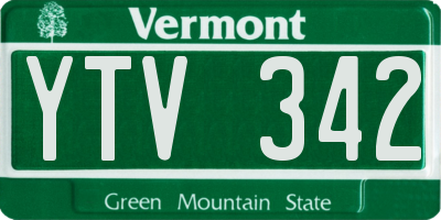 VT license plate YTV342